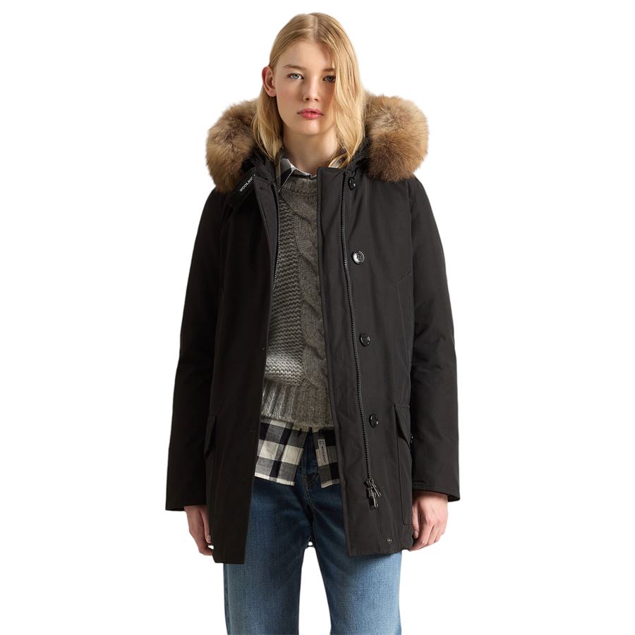 Arctic Parka in Ramar Cloth con quattro tasche e pelliccia removibile Woolrich | CFWWOU0540BLK